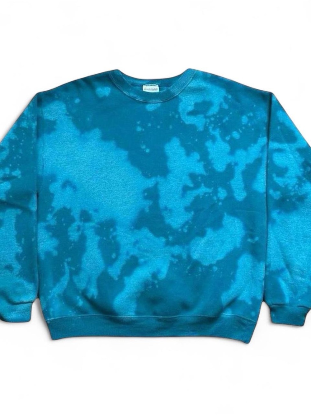 Vintage Cheetah Tie-Dye Teal Crewneck Sweater - Men's L
